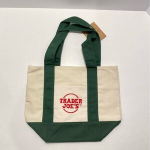Trader Joe's Green and Cream Mini Bag. NWT
